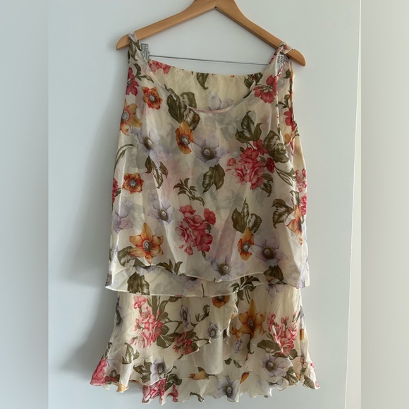 Escada Dresses & Skirts - Vintage designer Escada 100% silk 90s floral tank and midi skirt size 44